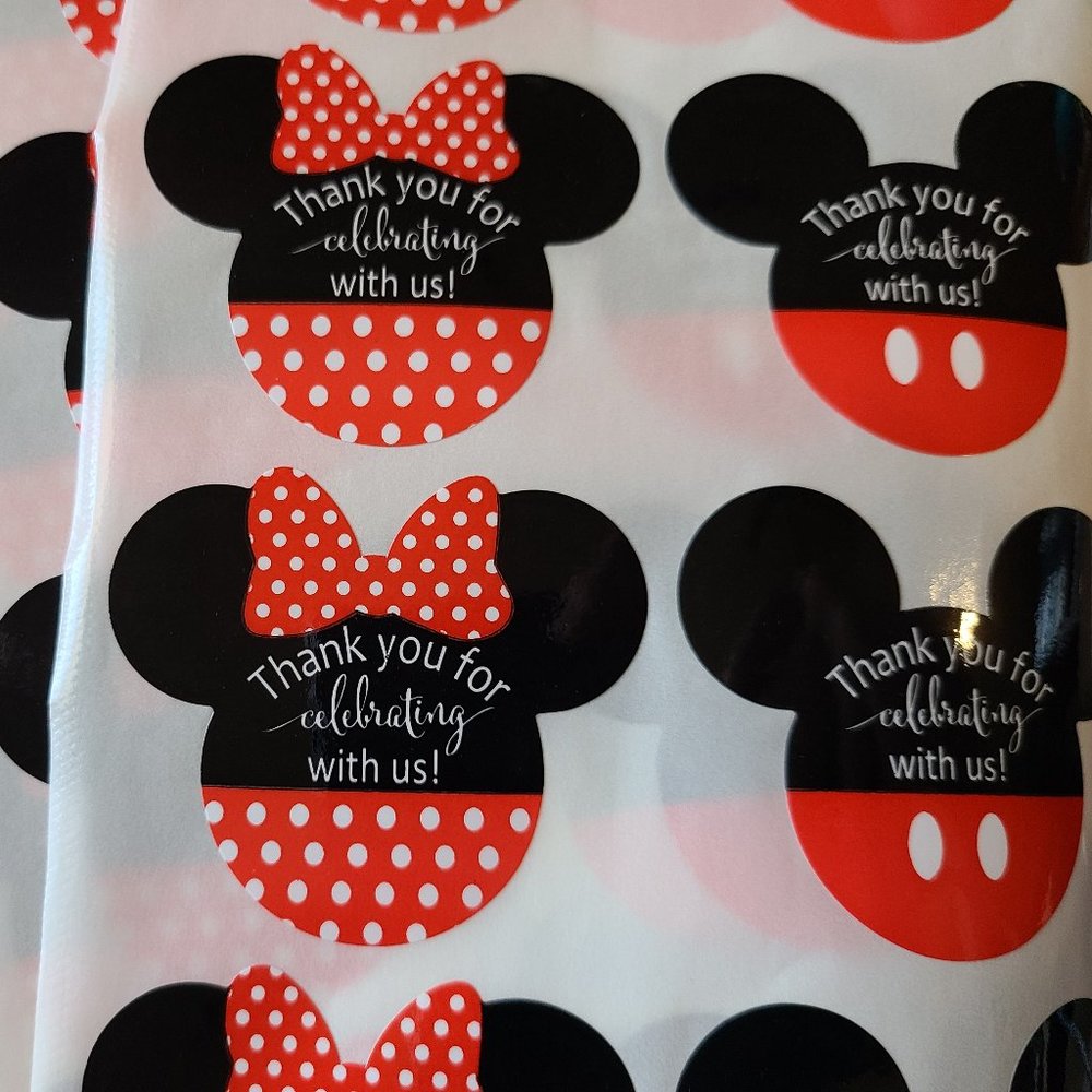 80 MICKEY & MINNIE THANK YOU FOR CELEBRATING WITH US Stickers